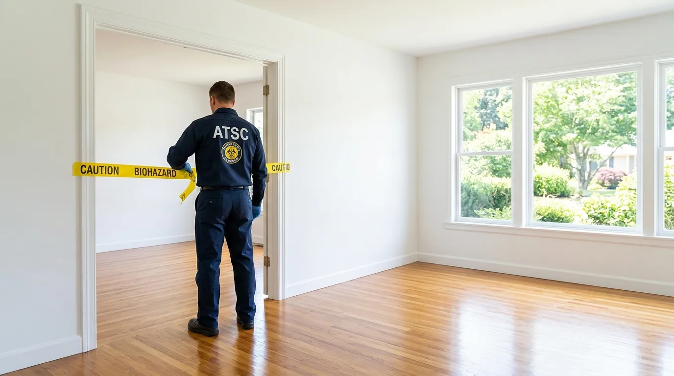 Certified biohazard cleanup crew performing Crime Scene Cleanup in Pedley